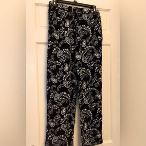 H&M Rayon Summer Pull On Trousers Pants Blue White Size 6